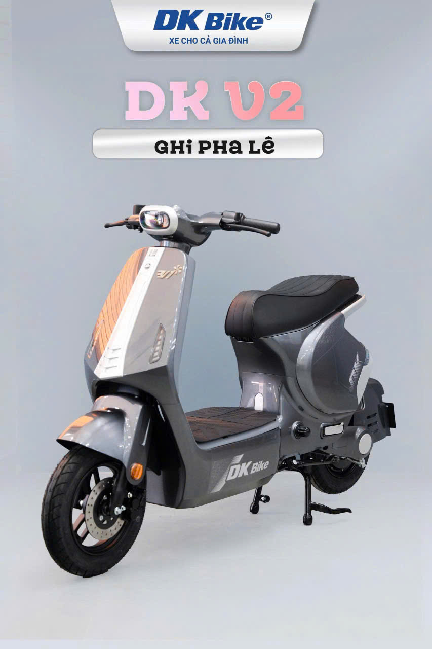Xe máy điện DK V2 màu ghi pha lê